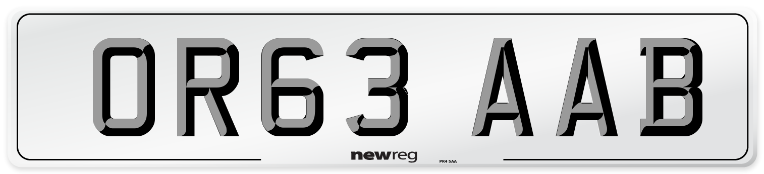 OR63 AAB Number Plate from New Reg